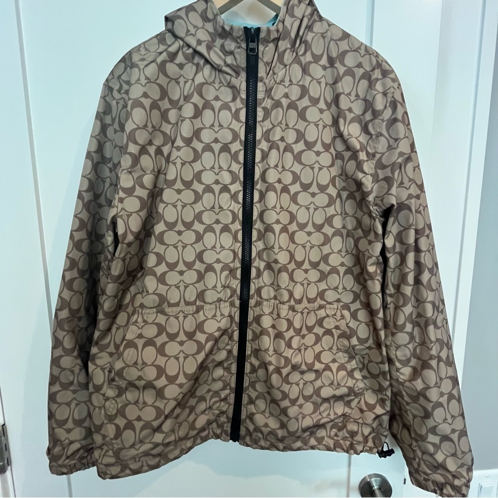 Coach Reversible Signature C Windbreaker Hooded Jacket XXL